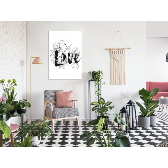 Tablou love with flowers (1 part) vertical