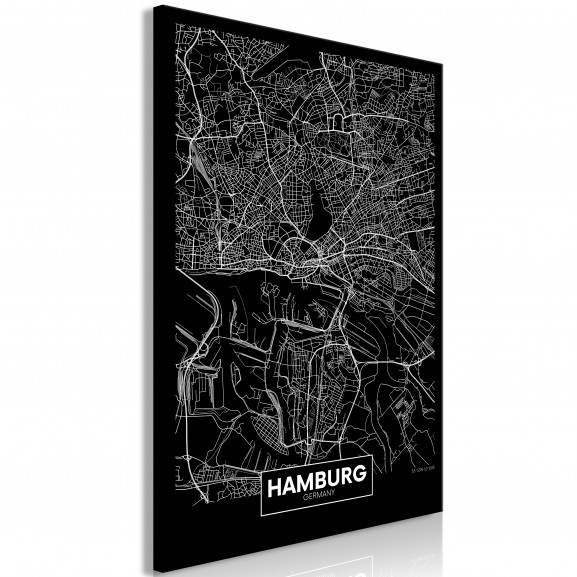 Tablou Dark Map Of Hamburg (1 Part) Vertical