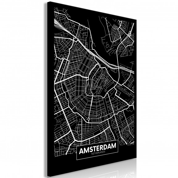 Tablou Dark Map Of Amsterdam (1 Part) Vertical