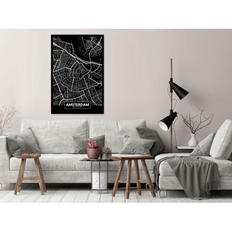 Tablou Dark Map Of Amsterdam (1 Part) Vertical-01