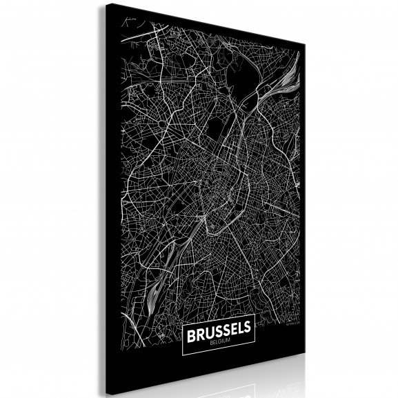 Tablou Dark Map Of Brussels (1 Part) Vertical