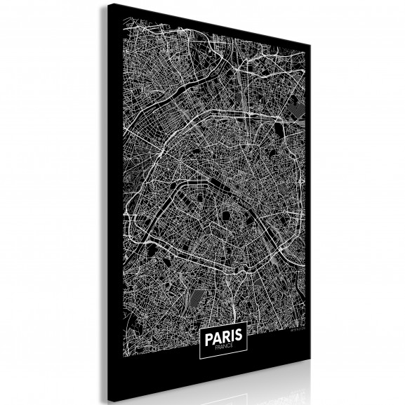 Tablou Dark Map Of Paris (1 Part) Vertical