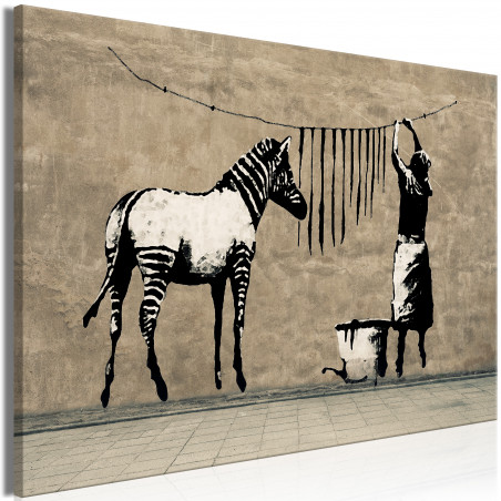 Tablou Banksy: Washing Zebra On Concrete (1 Part) Wide-01