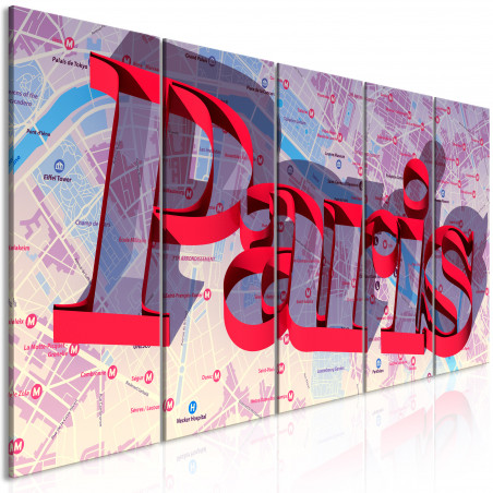 Tablou Red Paris (5 Parts) Narrow-01
