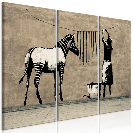 Tablou Banksy: Washing Zebra On Concrete (3 Parts)-01
