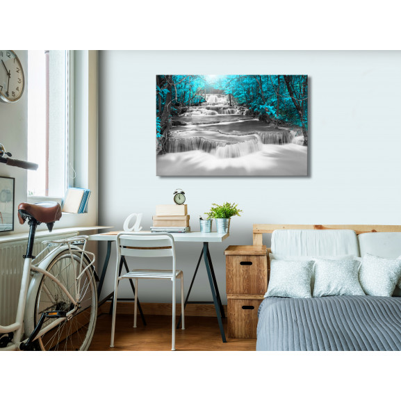 Tablou cascade of thoughts (1 part) wide turquoise