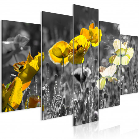 Tablou Yellow Poppies (5 Parts) Wide-01