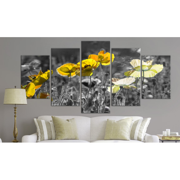 Poza Tablou Yellow Poppies (5 Parts) Wide