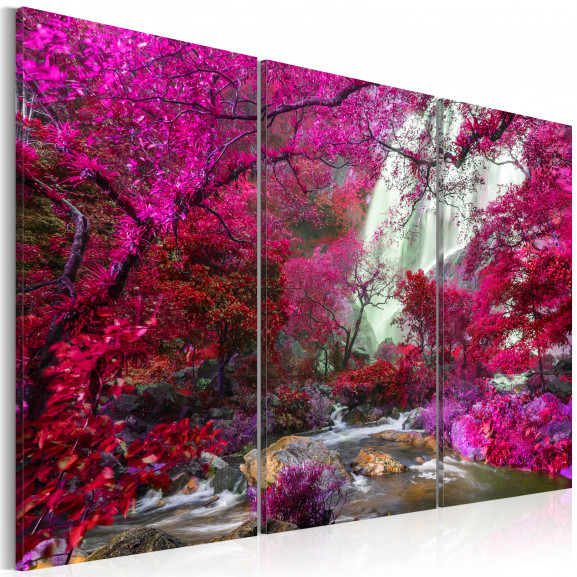 Tablou Beautiful Waterfall: Pink Forest