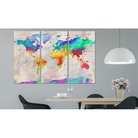 Tablou world map: rainbow gradient