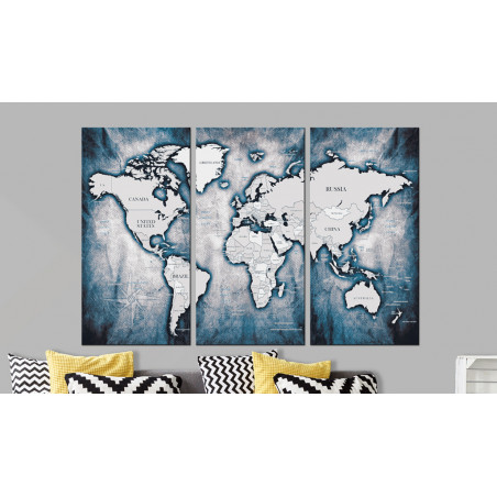 Tablou World Map: Ink Triptych-01