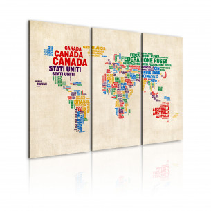 Tablou Italian Names Of Countries In Vivid Colors Triptych