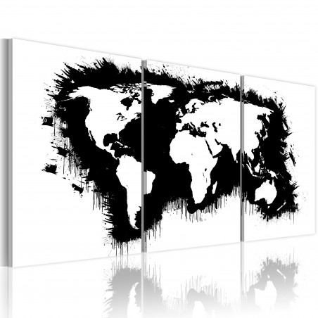 Tablou The World Map In Black-And-White-01