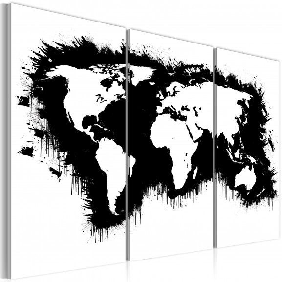 Tablou Monochromatic Map Of The World Triptych