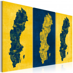 Tablou Painted Map Of Sweden Triptych