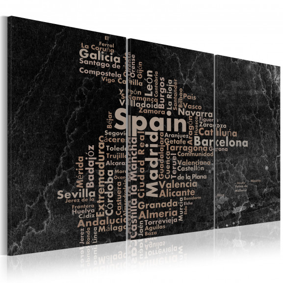 Tablou Map Of Spain On The Blackboard Triptich