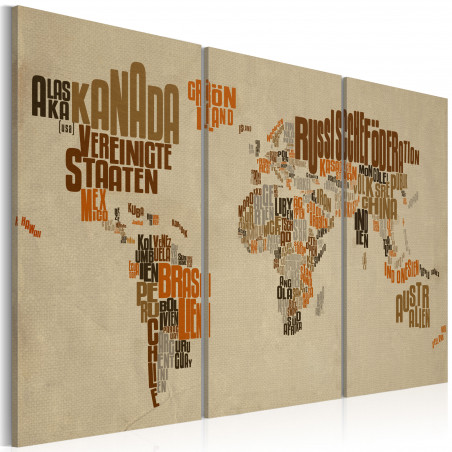 Tablou Map Of The World (German Language) Triptych-01