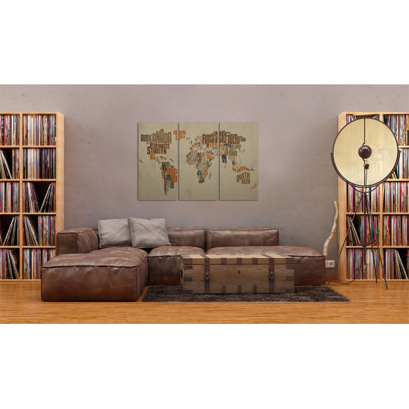 Tablou map of the world (german language) triptych