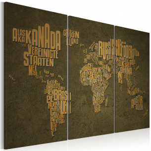 Tablou The Map Of The World, German Language:Beige Continents Triptych