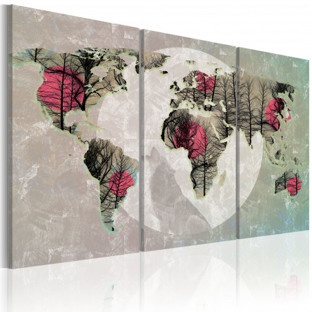 Tablou Map Of The World: Full Moon Triptych-01