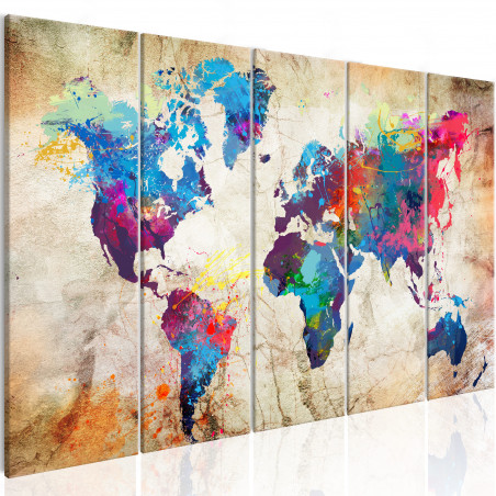 Tablou World Map: Colourful Ink Blots-01