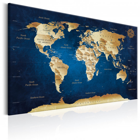 Tablou World Map: The Dark Blue Depths