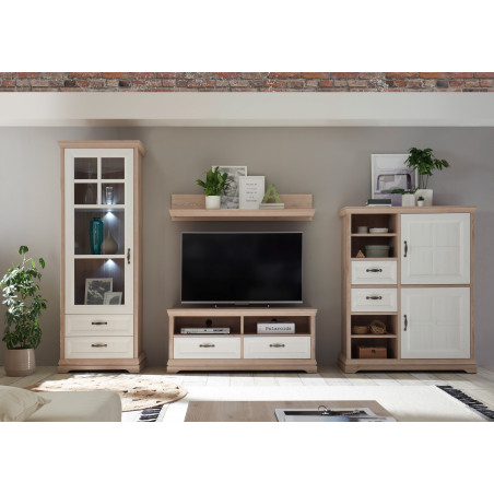 Comoda Tv cu 2 sertare Avenue, Stejar si Anderson Pine, 135 cm-01