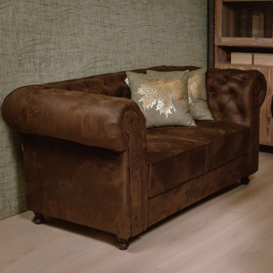 Canapea 2 Locuri Chesterfild, Brown, 90 x 80 x 163 Cm