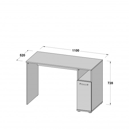 Birou Nikole, Stejar Sonoma, 1100 x 728 x 420 mm.-01