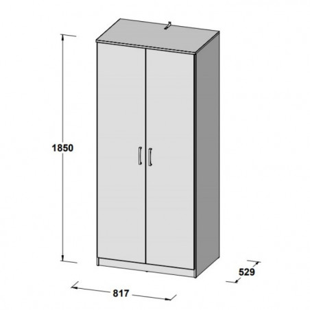 Dulap 2U Nikole, Stejar Sonoma, 820 x 1850 x 527 mm.-01