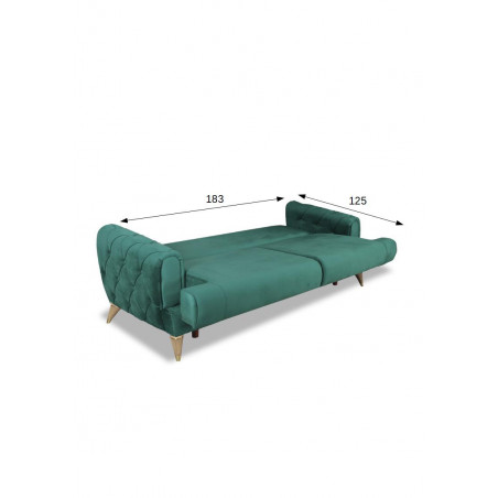 Canapea Extensibila Glamour Cu 3 Locuri, Verde, 220 X 94 X 86 Cm-01