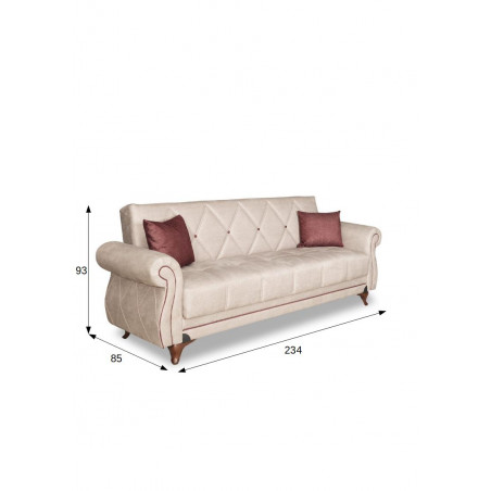 Canapea Extensibila 3 Locuri Venetto, Lada Depozitare 234 X 85 X 93 Cm-01