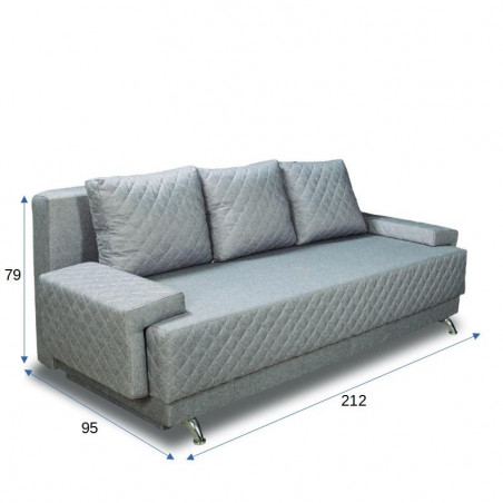 Canapea Extensibila Cu Lada De Depozitare Karla, Argintiu, 216 X 100 X 88 Cm-01