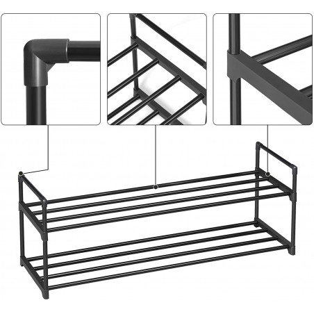 Suport Incaltaminte Din Metal, Negru, 92 x 30 x 33 cm-01