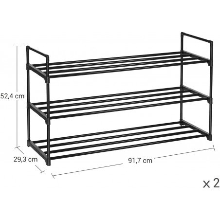 Suport Incaltaminte Din Metal, Negru, 92 x 30 x 54 cm-01