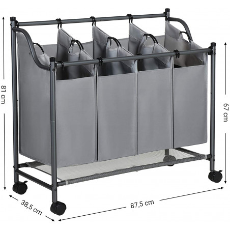 Cos De Rufe Cu Roti, Gri, 87.5 x 38.5 x (67-81) cm-01