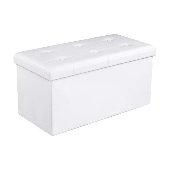 Bancheta pliabila tamara, cu lada, alba, 76 x 38 x 38 cm