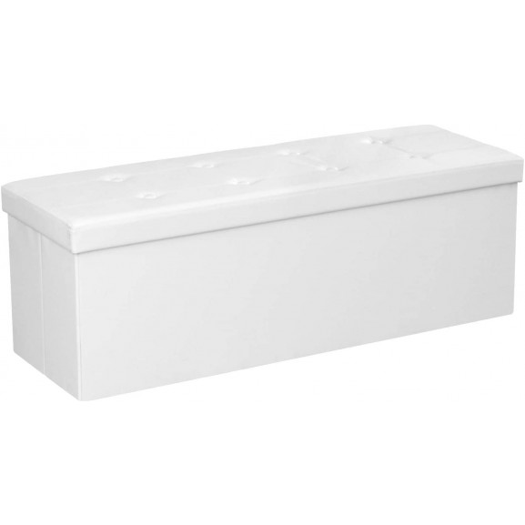 Bancheta pliabila tamara, cu lada, alba, 110 x 38 x 38 cm
