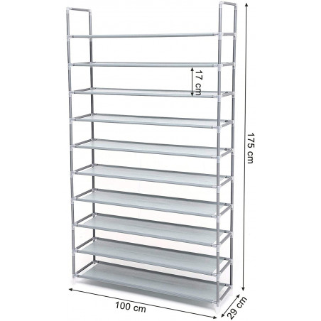 Suport Incaltaminte Gri, 100 x 29 x 175 cm-01