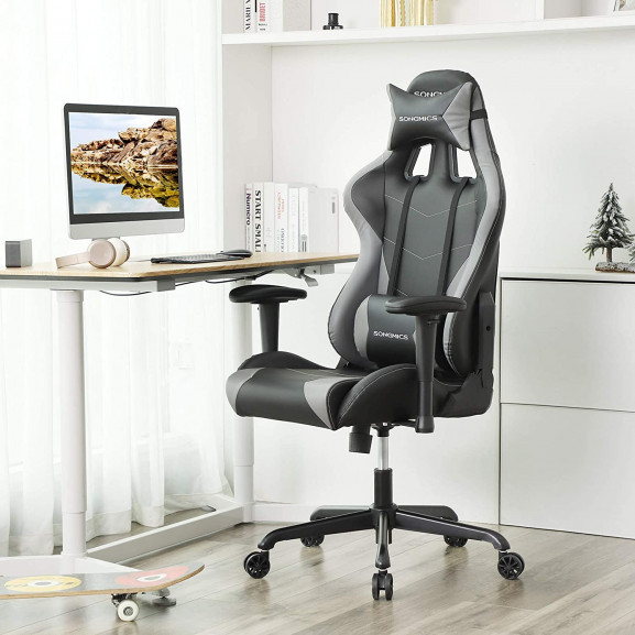 Scaun birou ergonomic gaming free, gri&negru, 69 x 71 x 128 cm