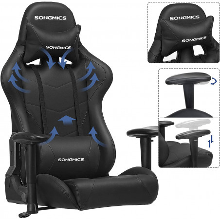 Scaun Birou Ergonomic Gaming Free, Negru, 69 x 71 x 128 Cm-01