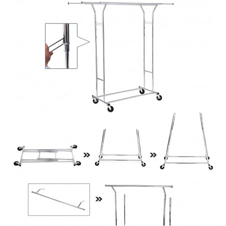 Suport mobil cu 2 bare Chrome 1, 129 x 55 x 148/172 cm-01