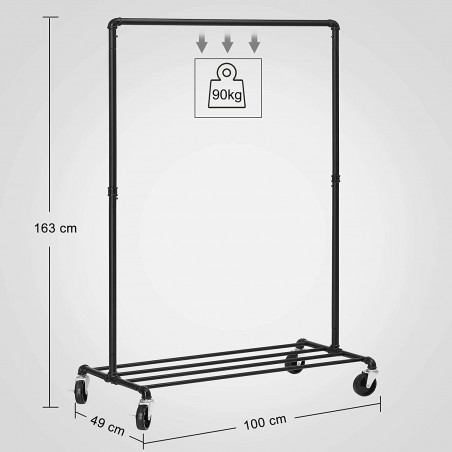 Suport mobil cu roti Black 2, 100 x 49 x 163 cm-01