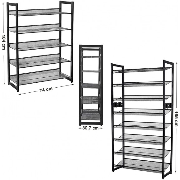 Etajera pantofi, negru, 74x30.7x104 cm