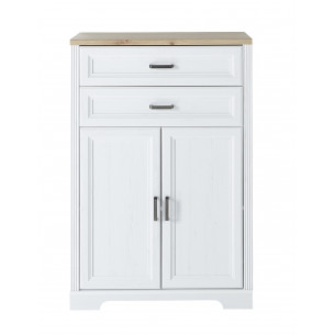 Comoda Jasmin, 2 Usi si 2 Sertare, Alb, 86 Cm