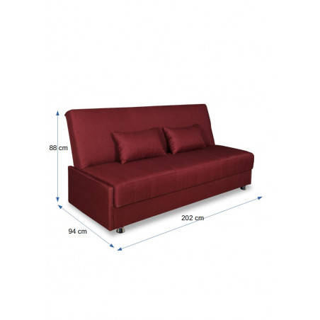 Canapea Extensibila Cu Lada Depozitare Ischia, Rosu, 202 X 88 X 94 Cm-01