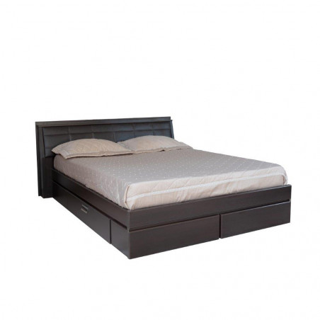 Set Mobila Dormitor Pallas Wenge Cu Pat 160 X 200 Cm, 2 Noptiere, Dulap Si 1 Comoda-01