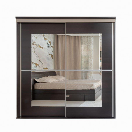 Set Mobila Dormitor Pallas Wenge Cu Pat 160 X 200 Cm, 2 Noptiere, Dulap Si 1 Comoda-01