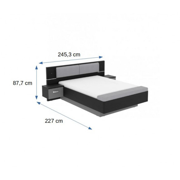 Pat cu 2 noptiere delice, 140 cm