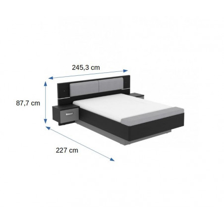 Pat Cu 2 Noptiere Dormitor Delice, Dimensiune Saltea 140 X 190 Cm-01